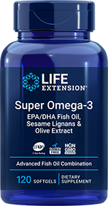 Super Omega-3 EPA/DHA Fish Oil, Sesame Lignans & Olive Extract, 120 softgels